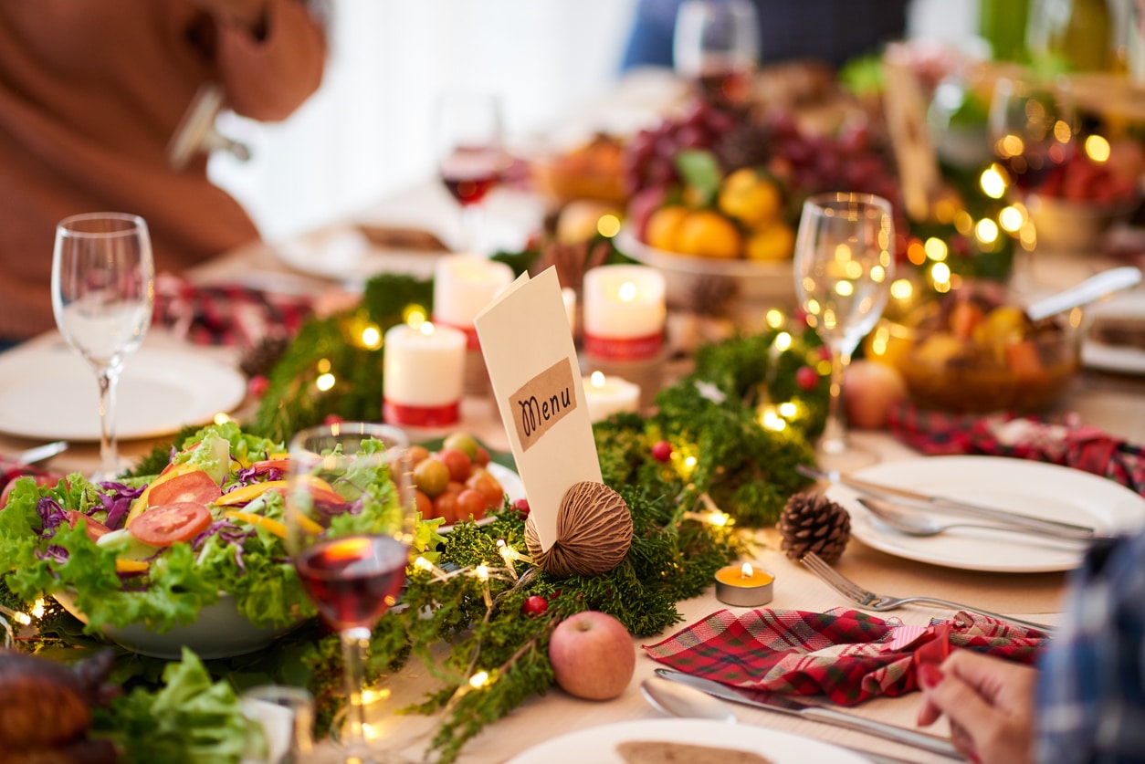 Holiday dinner table